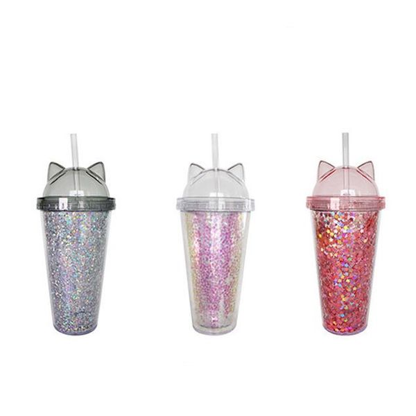 

кошачий ухо мигает двойная чашка creative новая пластиковая двойная чашка с соломой и крышкой подарочная кружка бесплатная доставка a04