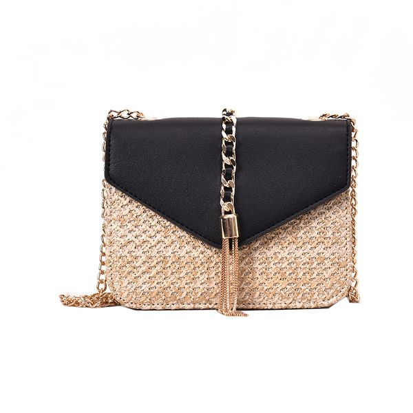 

fringed chain small flap bag for women 2019 new straw crossbody bags ladies summer messenger shoulder handbags and purses