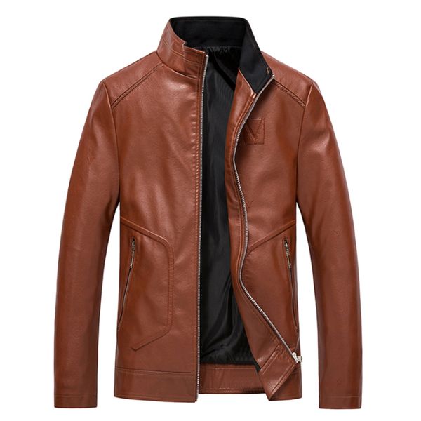 

winter men leather jacket casual motorcycle leather jacket coat for men solid casual coats jackets plus size 5xl regular, Black