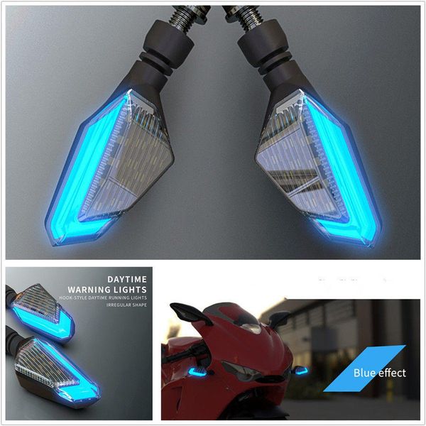 Indicatori di direzione a LED per moto 12V Luci diurne con luminosità della luce diurna DRL - blu