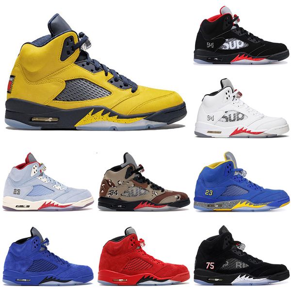 

новое поступление мичиган 5 5s мужчины баскетбол обувь psg черный белый лед голубой синий замша олимпийский дизайнер спортивные кроссовки му