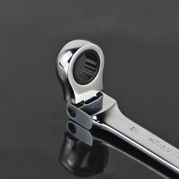 Chave de catraca de cabeça móvel reversível, chave de soquete flexível, ferramenta de reparo automotivo 8-19mm230a