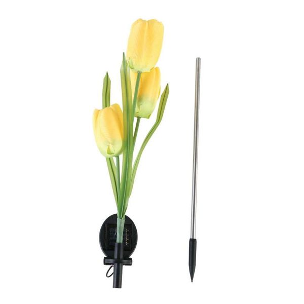 

decorative flowers & wreaths #w401 artificial outdoor solar backyard garden stake lights powered 3 tulip flower fake plants