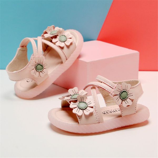 

dimi 2020 summer infant shoes 0-3 year cute flowers toddler sandals soft non-slip open toe breathable baby sandals for girl, Black;red