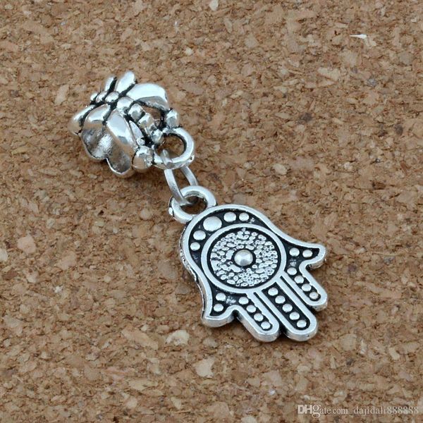 

100шт много хамса рук charm big hole мотаться европейский шариков античная серебра шарма ювелирных изделий браслета diy 12.2x31mm a-377a, Bronze;silver