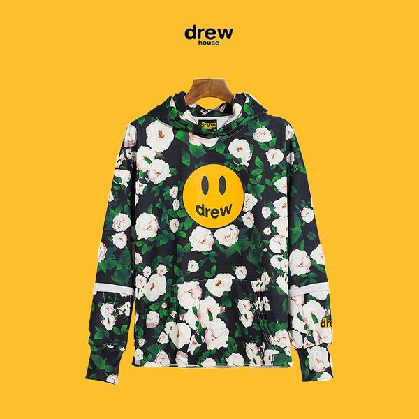 

цветы печать улыбки лицо drewhouse толстовка drew house толстовка мужская толстовка пуловер зимняя autunm женщина верхней куртка streetwear, Black