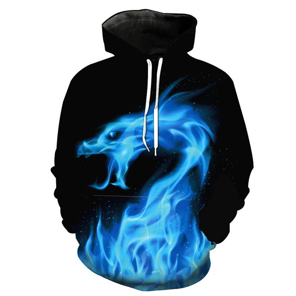 

flame dragon printed hat pocket cover men's tidal hat men's wear, Black