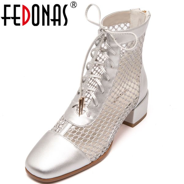 

fedonas women pumps spring summer lace up back zipper round toe new arrival cow leather party shoes nigh club shoes woman, Black