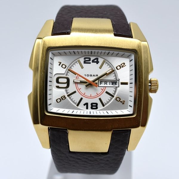 

new style 50mm big dial quartz leather mens watches business casual day date men dress designer watch wholesale mens gifts wristwatch, Slivery;brown