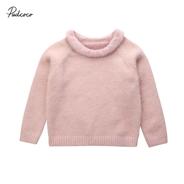 

2020 baby girl ruffle knitted sweater spring winter warm solid soft pullover outwear sweet 0-3y children clothes, Blue