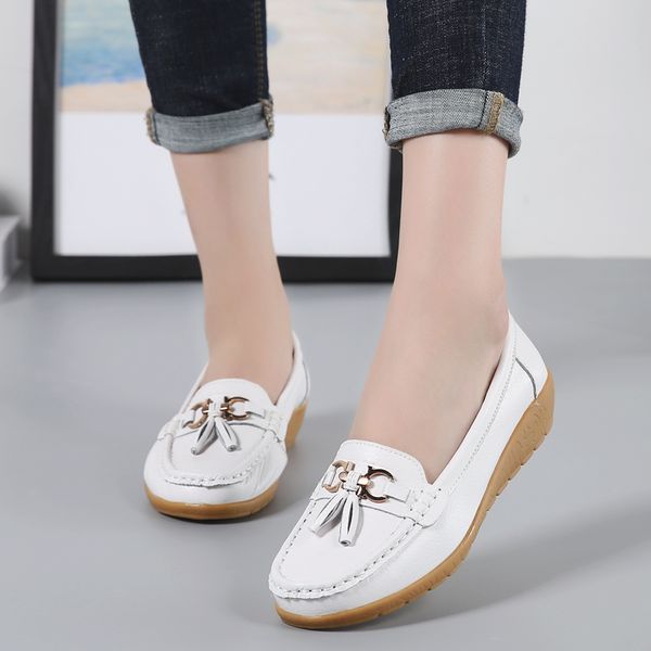 

new fashion women shoes casual leather flat slip on shoes women loafers ladies comfotable big size nice, Black