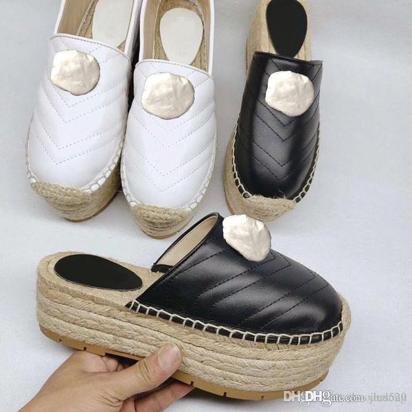 

cartoon big head slippers designer 2019 new products woman shoes metal buckled thick bottom fisherman's shoes fashion leather slip, Black