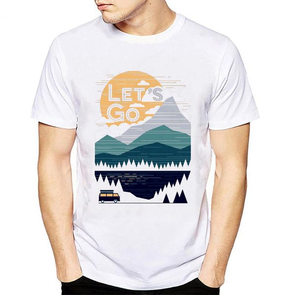 

new casual fashion printed t shirt men new summer landscape tshirt cool mens brand hip hop shirt comfortable let's go print, White;black
