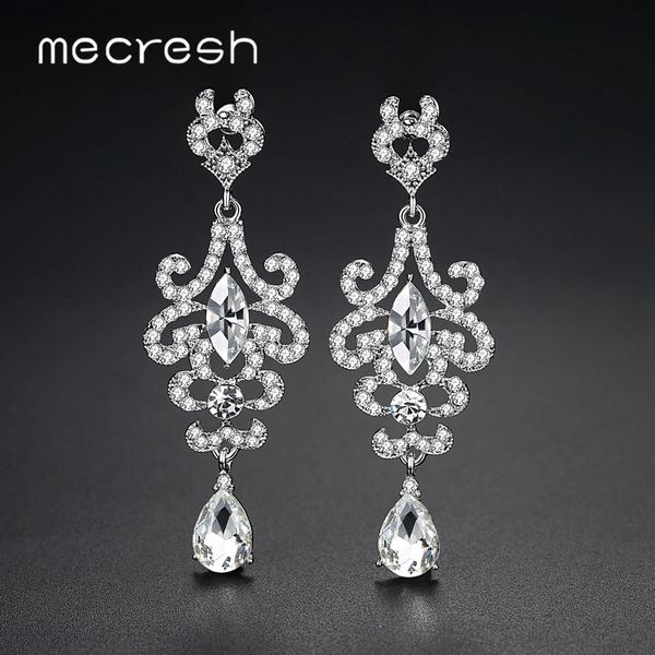

mecresh silver color 888 rhinestone crystal chandelier wedding drop earrings bridal dangle earrings women accessories meh1320