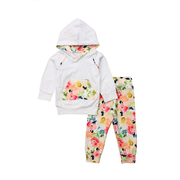 

new arrival floral newborn kids infant baby boys baby girls clothes sets long sleeve hoodies popular +pants outfit clothes, Pink;blue