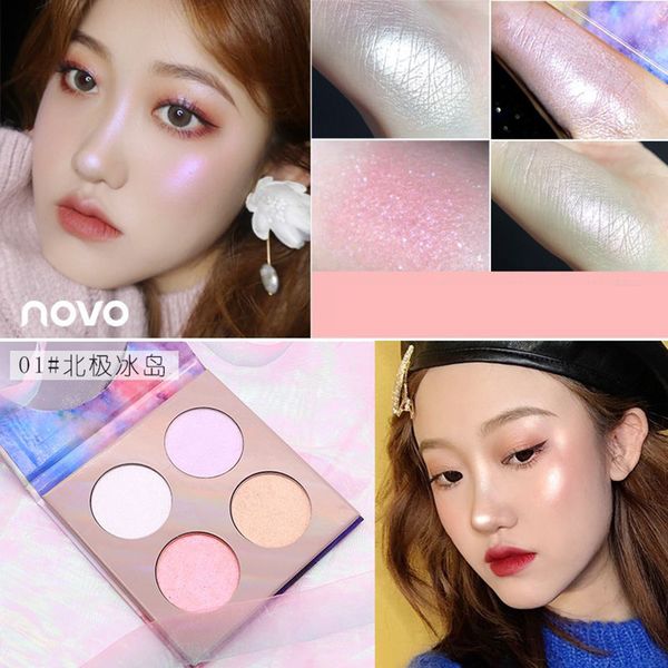 

novo 4 colours nude shining тени для век перламутровый макияж блеск пигмент eye shadow pallete водостойкая косметика для теней для век