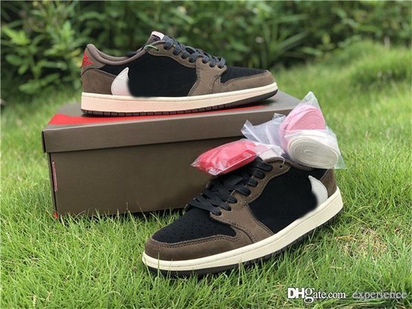 

2019 est authentic travis scott x 1s low og sp ts dark mocha 1 cactus jack black 3m red sail cq4277-001 men basketball shoes sneakers