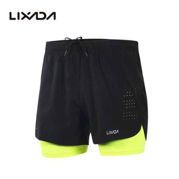 

lixada men's 2 in 1 running shorts mens sports shorts quick drying training exercise jogging cycling with longer liner, Black;blue