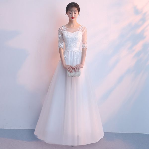 

scoop neck tulle beach wedding dress with lace appliques 2019 floor length bride dress vestido de noiva, White
