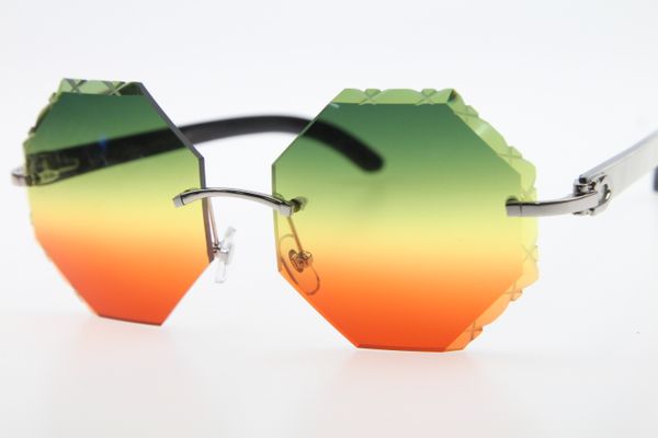 

2020 wholesale sunglasses 4189706 rimless hardware white inside black buffalo horn sunglasses rectangle glasses carved new, White;black