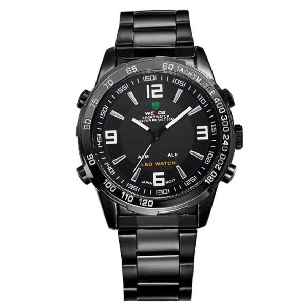 

fashionable men business leisure quartz dual display electronic led watch night light week display alarm calendar, Slivery;brown