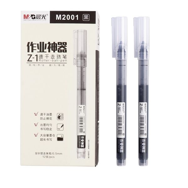 

student's neutral pen 0.5mm full needle tube ball moving straight liquid integrated neutral pen m2001 signature black