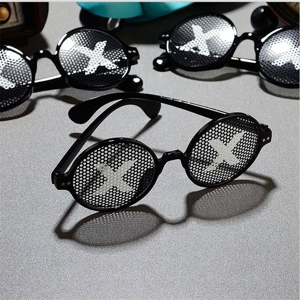 

cubojue pinhole glasses round cosplay sunglasses black fashion party decoration novelty punk shows, White;black