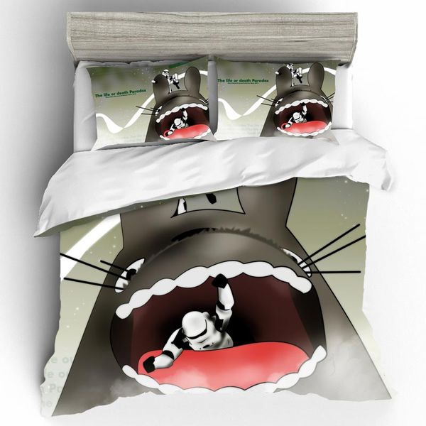 

home textiles cartoon totoro qualified 3d bed linen cotton set couple king size bedding set duvets sets bed linen bading