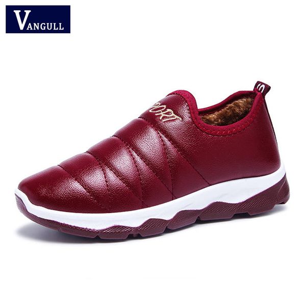 

vangull 2019 waterproof women winter shoes couple snow boots warm plush fur inside antiskid bottom keep warm mother casual boots, Black