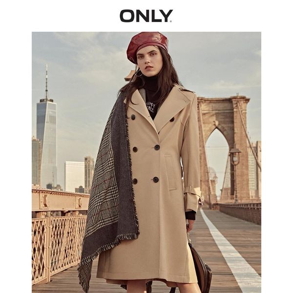 

only autumn new double-breasted slim windbreaker jacket trenchcoat | 118336543, Tan;black