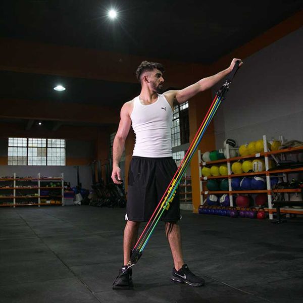 

11pcs pull rope resistance bands tube set stretch training rubber expander tubes pilates fitness elastic gum equipment