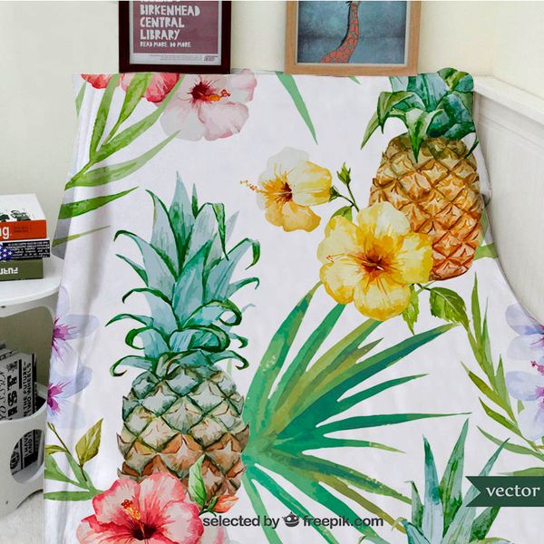 

blankets warmth soft plush tropical plant fruit pineapple flower sofa bed throw a blanket thick thin cobertor plaid