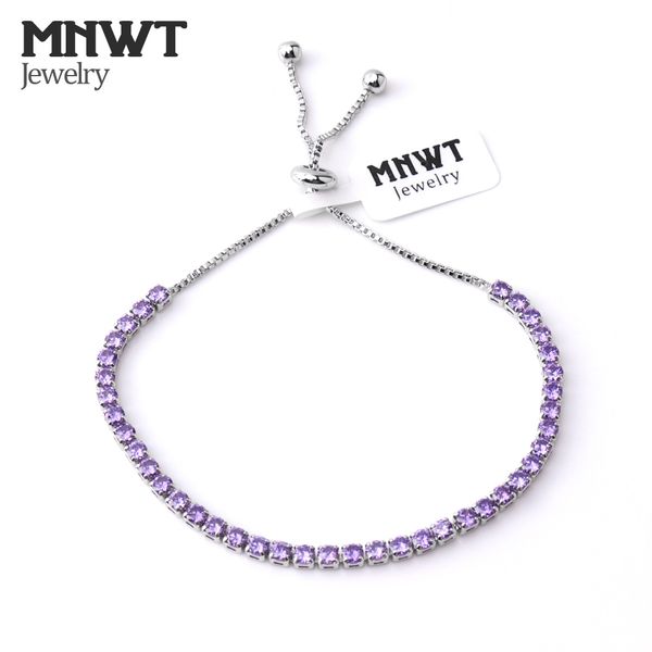 

mnwt cubic zirconia tennis bracelet for women shining silver blue green purple black birthstone crystal bracelets jewelry female, Golden;silver