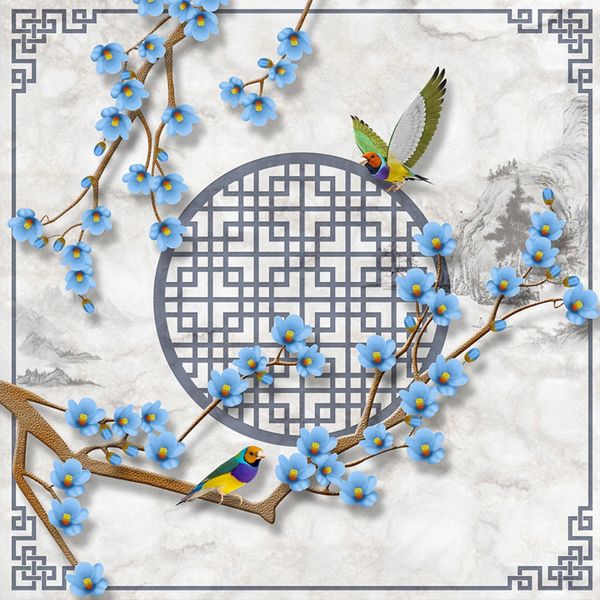 

new chinese style marble ceiling mural paintings living room ceiling wallpaper