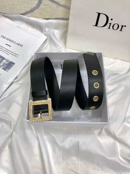 

2019 new gold with diamond letter buckle leather ladies girdle, designer fashion luxury wild ladies belt, with box, Black;brown