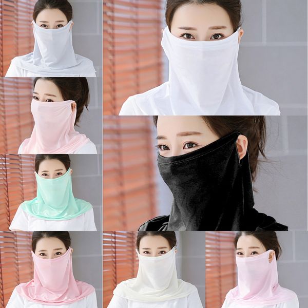 

0wxlz shipping women scarf face mask silk scarf handkerchief windproof outdoor half face dust-proof sunshade masks chiffon dust mask, Black