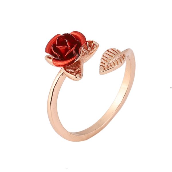 

adjustable rose flower rings opening finger rings for women valentine's day mother's day wedding party gift, Black
