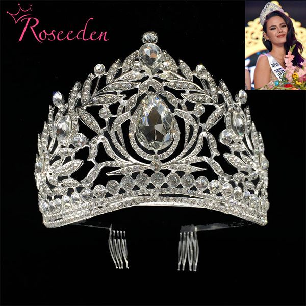 

miss universe philippines crown tiara classic silver rhinestone wedding bridal tiara re998 j190701, Golden;white