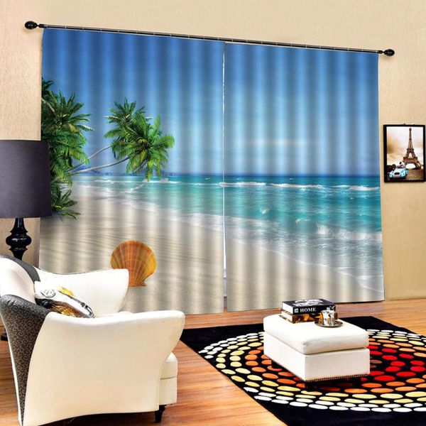 

пляжные шторы синего 3d плотных шторы гостиной спальня отель оконная