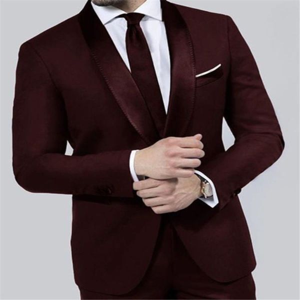 

burgundy shawl lapel men's 2 pieces mens suits blazer wedding dress west slim custom formal (jacket+pants) men suits, White;black