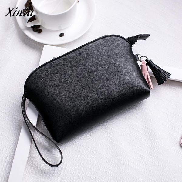 

xiniu quality fashion women's purse cute mini money bag ladies leather tassels lichee pattern shell type handbag coin phone bag, Red;black