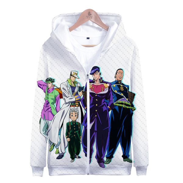 

jojo anime 3d print fashion popular zipper cool zipper hipster hooded sweatshirt comfortable casual street hoodies, Black