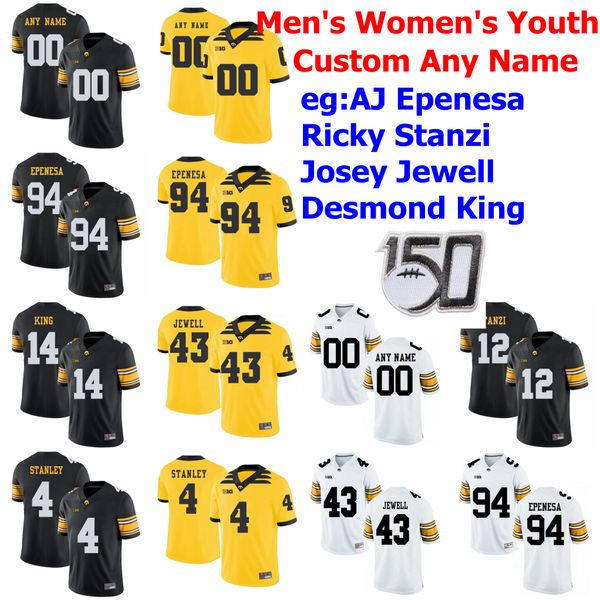 

iowaÂ hawkeyes college football jerseys ivory kelly-martin jersey jack koerner tj hockenson chauncey golston nick easley custom stitched, Black