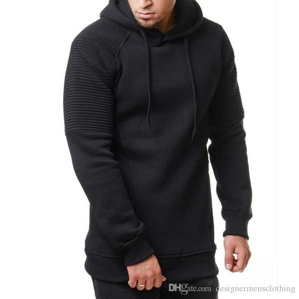 

мужской драпированного твердого капюшон спорт hoodie осень весна мужских повседневный сыпучие фуфайки дизайнер, Black