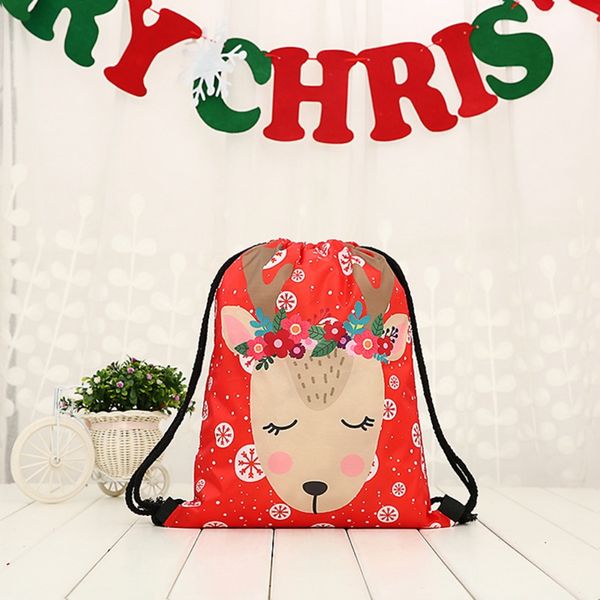 

women christmas backpack 3d printing travel softback women santa claus drawstring bag womens backpacks new year gift holders bag