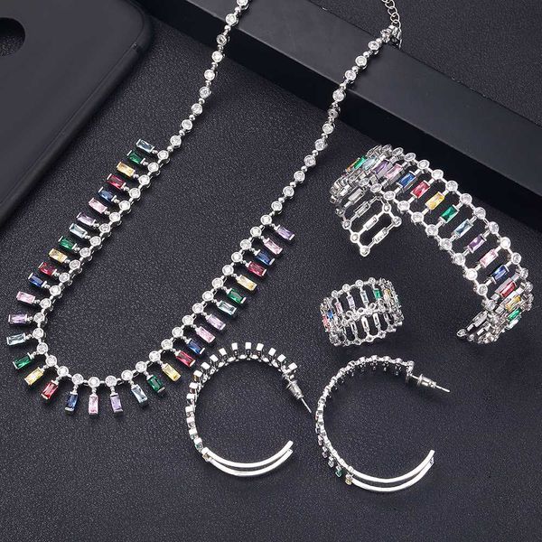 

jankelly luxury unique african jewelry sets for women wedding cubic zircon crystal cz dubai bridal jewelry, Silver