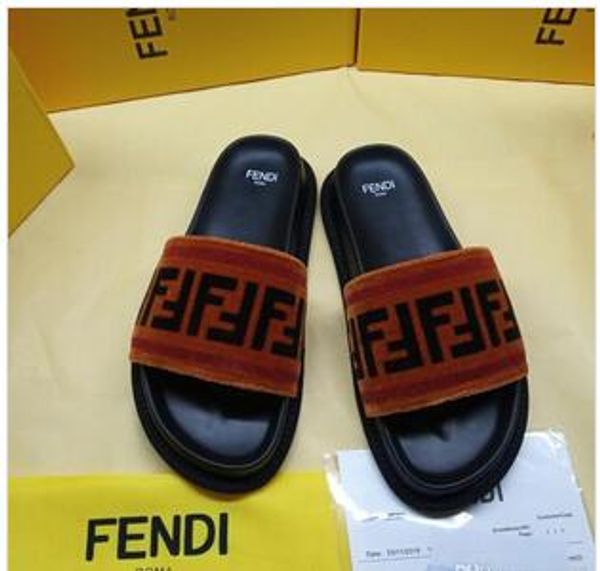 

with box 2019 new arrival luxury designerparis given sandals fashion men women sliders summer beach slippers outdoor shoes 40-45, Black