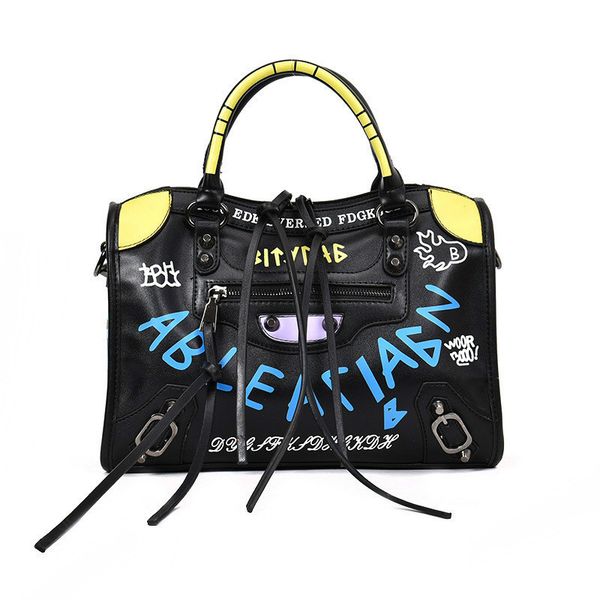 

aoildlli new luxury graffiti handbags women bags designer zipper letter pu fashion versatile shoulder & crossbody bags flap y19062003