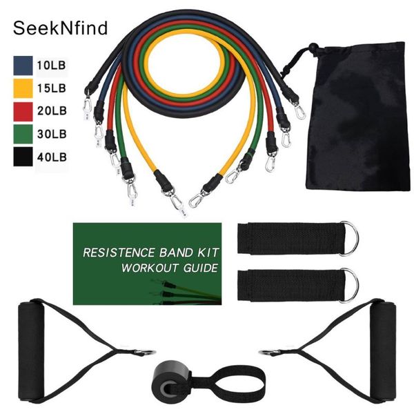 

resistance bands 11pcs/set fitness rubber elastic string chest developer gym tubes set band crossfit gum