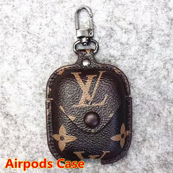 

For Apple Airpods Case Luxury Designer Leather Protective Cover Hook Clasp Anti Lost Earphone protector
